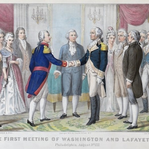 1876 Revolutionary War Print | The First Meeting of Washington and Lafayette | Digital Download