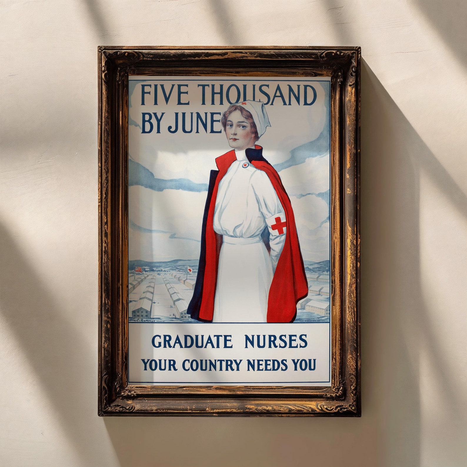 1917 WWI Red Cross Poster | Five Thousand by June — Graduate Nurses ...