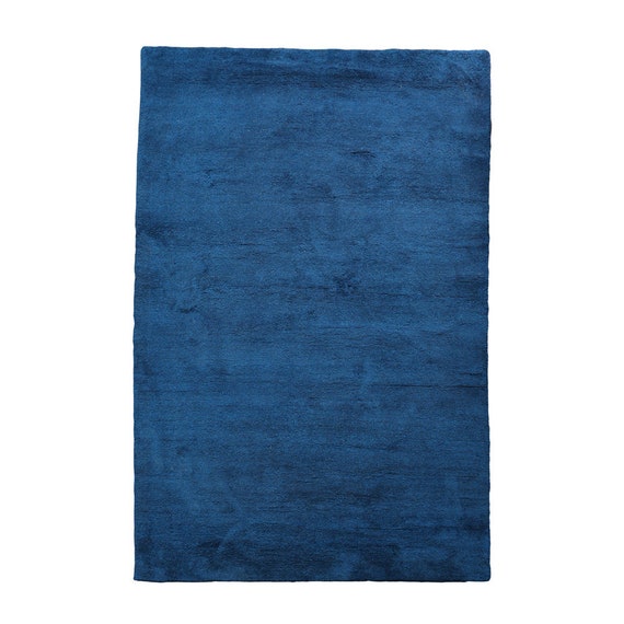 Hand Knotted Gabbeh Wool Area Rug Solid Blue BBH Homes - Etsy