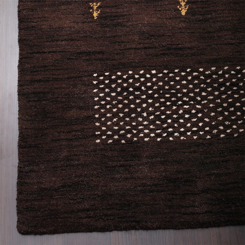 Hand Knotted Gabbeh Wool Area Rug Contemporary Brown BBH Homes Etsy