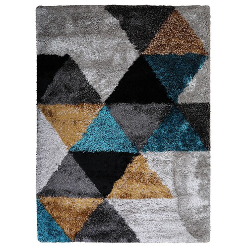 Hand Tufted Shag Polyester Area Rug Geometric shops Multicolor BBH Homes BBK00008
