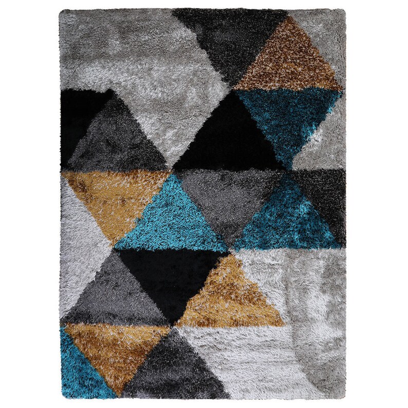 Hand Tufted Shag Polyester Area Rug Geometric shops Multicolor BBH Homes BBK00008