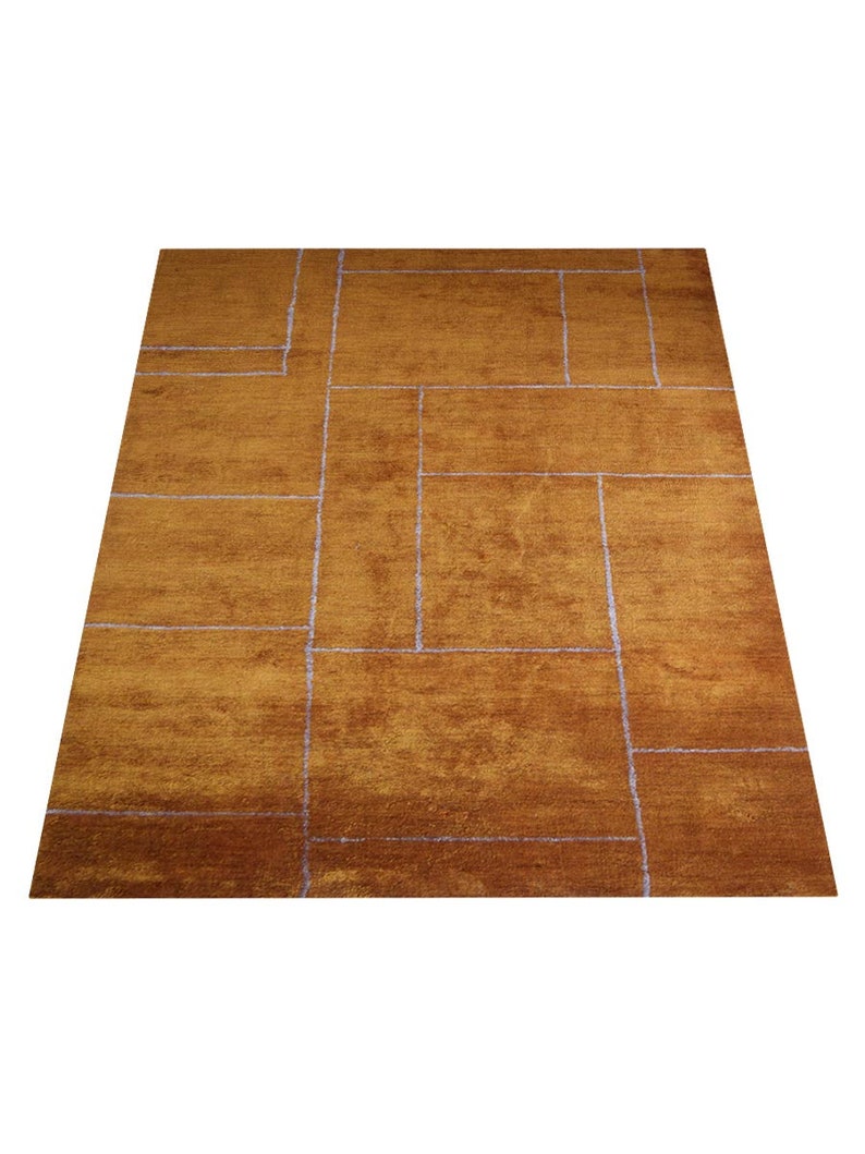 Hand Knotted Gabbeh Silk Mix Area Rugs Contemporary Gold Beige BBH Homes BBLSM1223