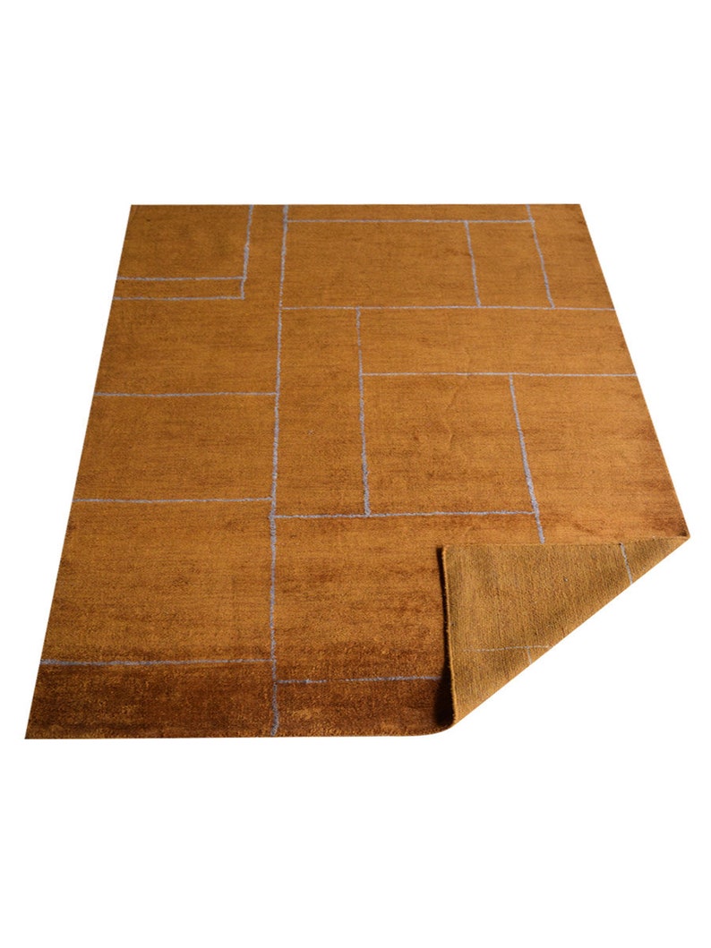 Hand Knotted Gabbeh Silk Mix Area Rugs Contemporary Gold Beige BBH Homes BBLSM1223