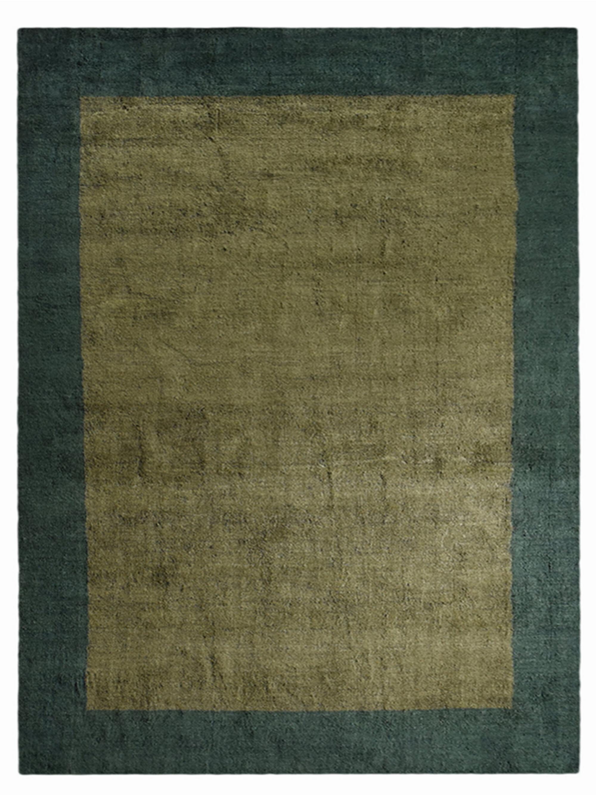 Hand Knotted Gabbeh Silk Mix Area Rug Contemporary Green BBH Etsy