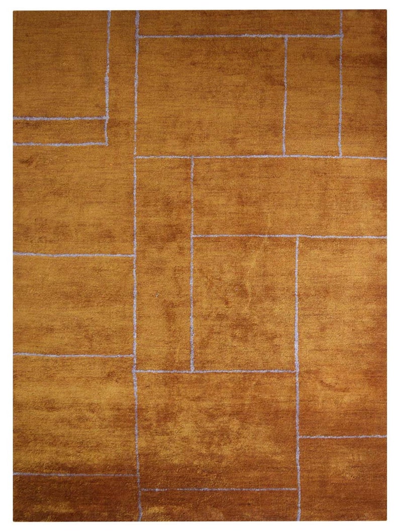 Hand Knotted Gabbeh Silk Mix Area Rugs Contemporary Gold Beige BBH Homes BBLSM1223