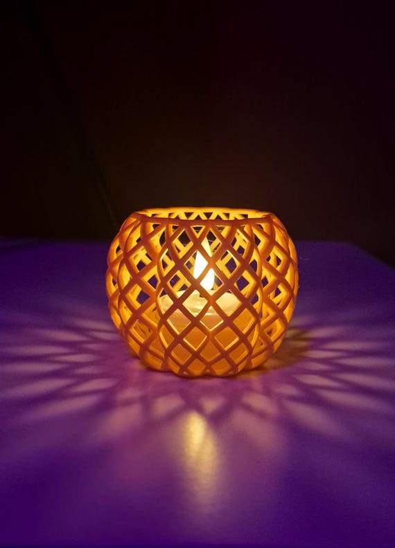 3D Printed Geometric Candle Holder - Lattice Design Tea Light Holder | Ambient Halloween Decor | Perfect Gift