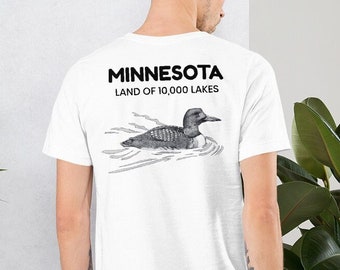 Camiseta Minnesota / Tierra de 10,000 Lagos / Ilustración Loon / Camisa Unisex de Manga Corta
