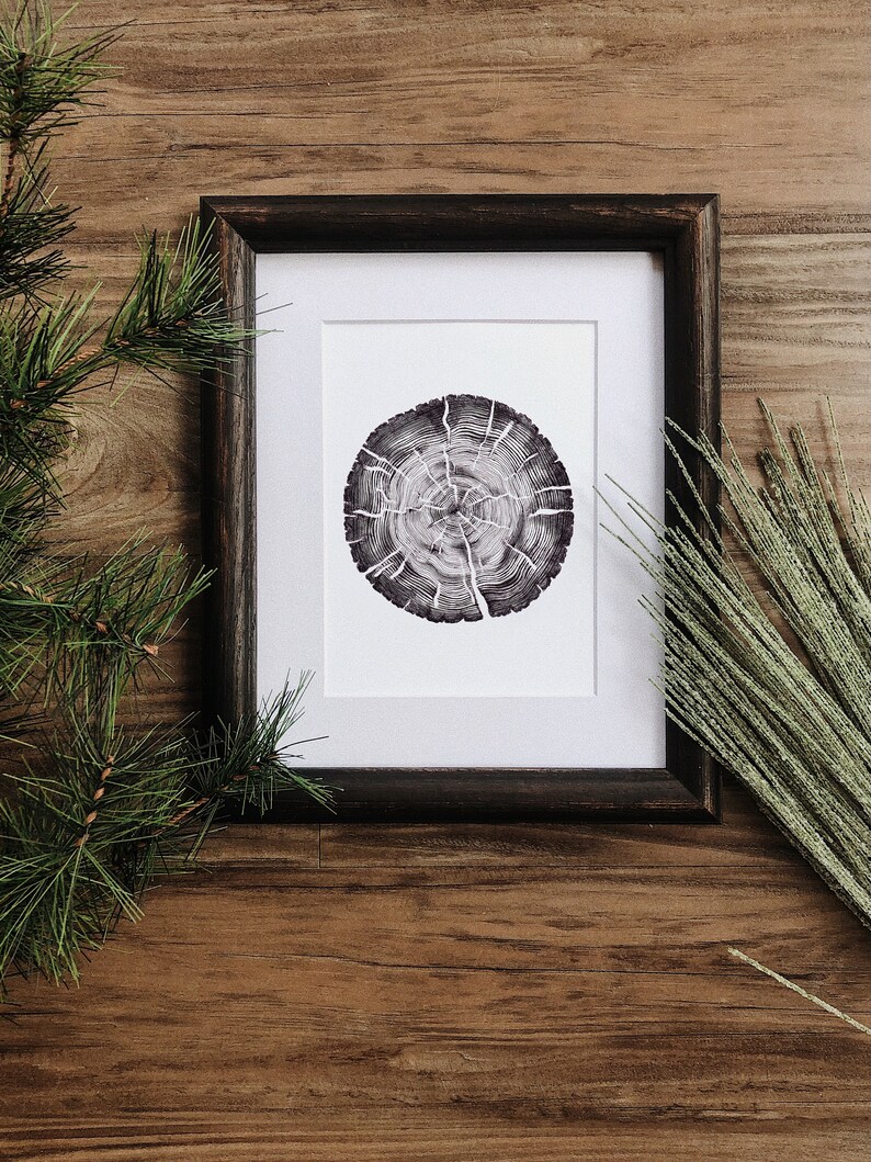 Hand-illustrated Tree Rings Print | Custom Personalization Options ...