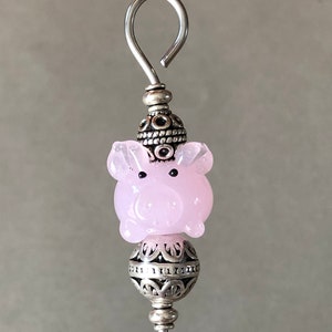 cake tester cookie scribe pink pig glass figure with silver plated metal accents food grade stainless steel with magnetic hook image 2