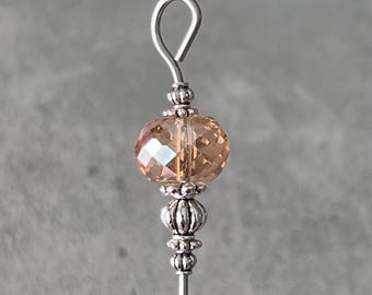 cake tester - cookie scribe - champagne glass crystal with silver metal accents - food grade stainless steel - with magnetic hook