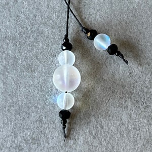 Beaded String Bookmark - Thong Bookmark - White Iridescent Frosted ...