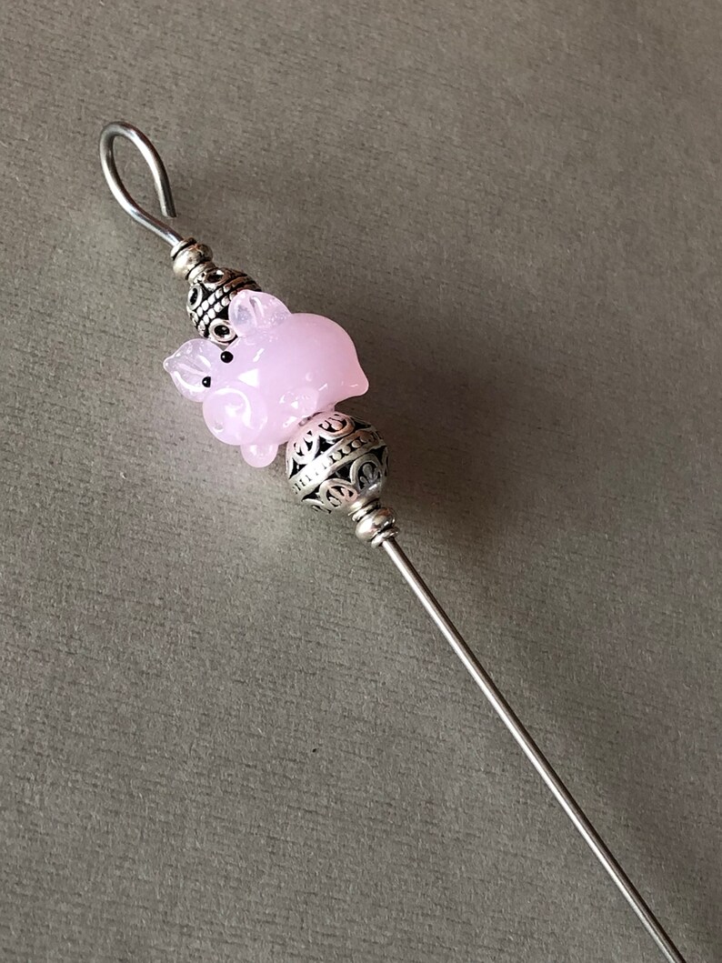 cake tester cookie scribe pink pig glass figure with silver plated metal accents food grade stainless steel with magnetic hook image 5