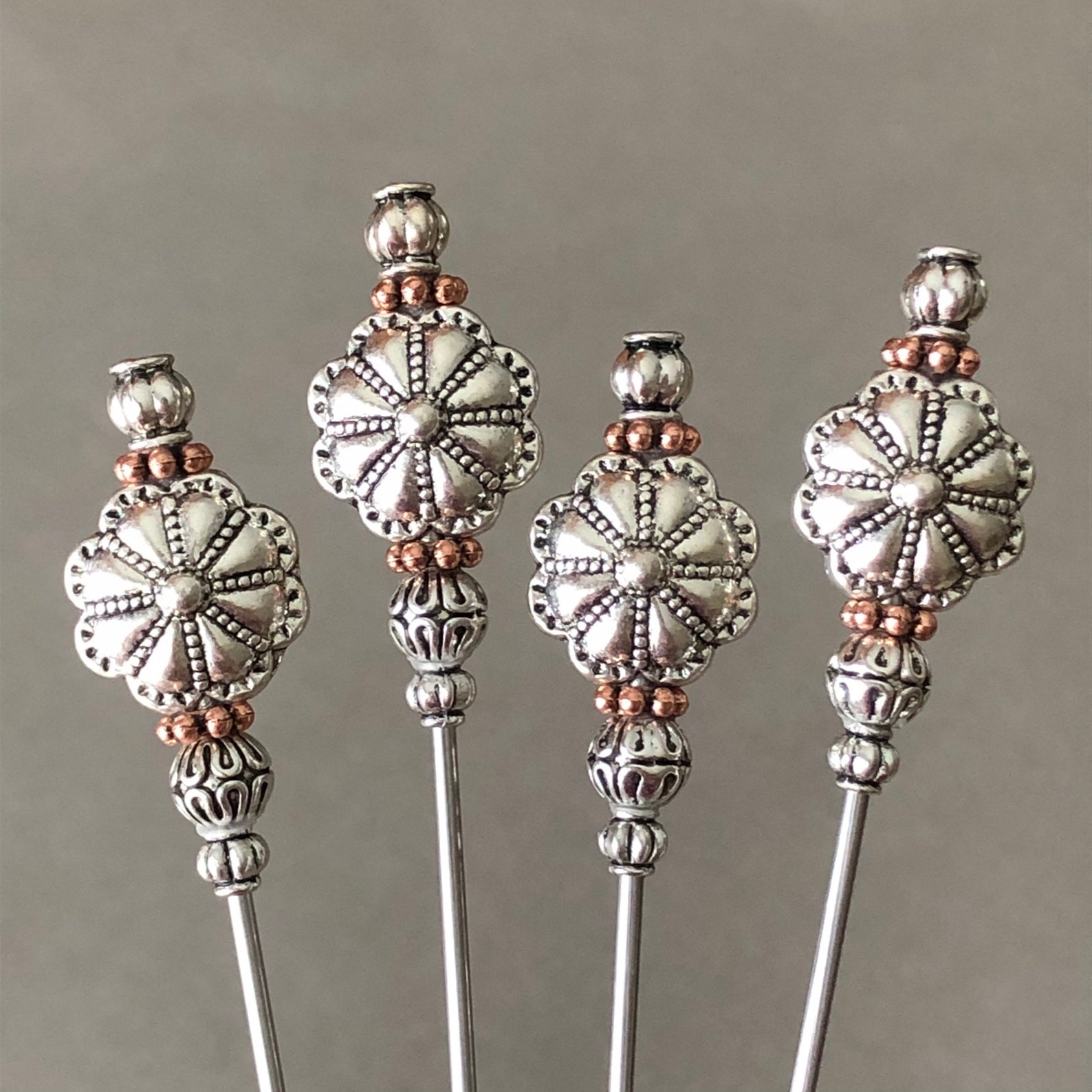 Cocktail Picks Food Picks Antiqued Silver Plated Metal Etsy UK