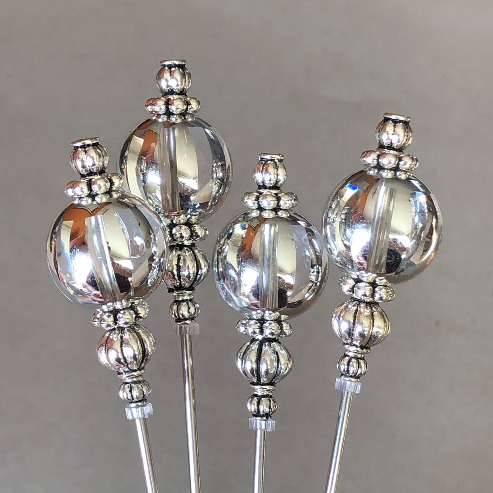 Cocktail picks food picks clear silver striped acrylic Etsy