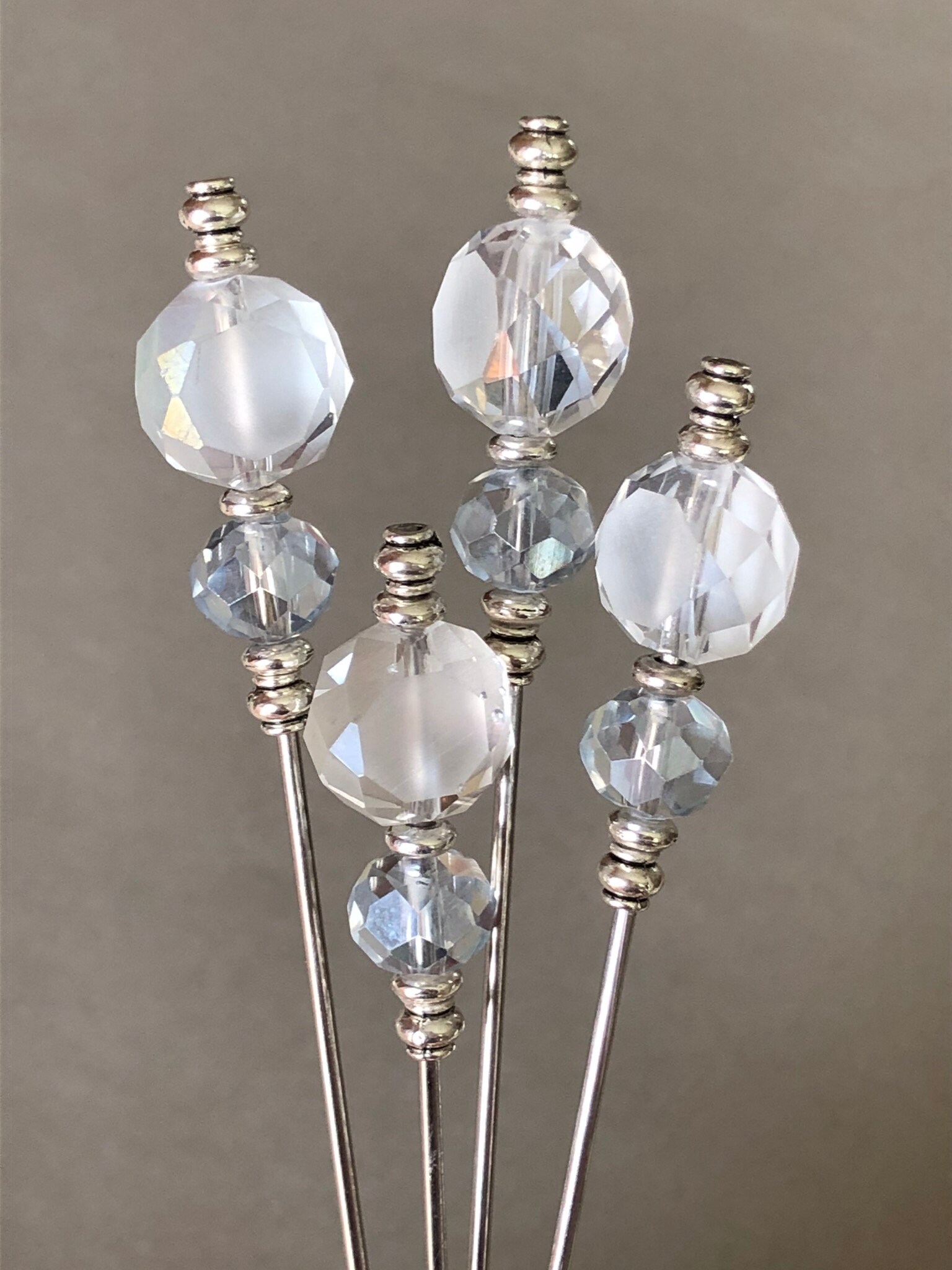 Cocktail picks food picks faceted iridescent clear and ice Etsy