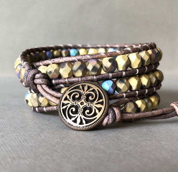 Beaded leather wrap bracelet sale