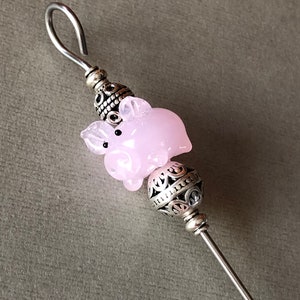 cake tester cookie scribe pink pig glass figure with silver plated metal accents food grade stainless steel with magnetic hook image 6
