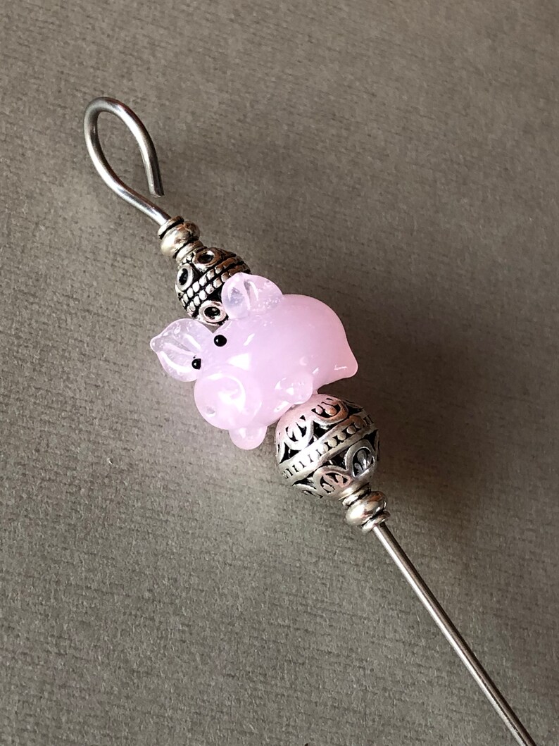 cake tester cookie scribe pink pig glass figure with silver plated metal accents food grade stainless steel with magnetic hook image 6