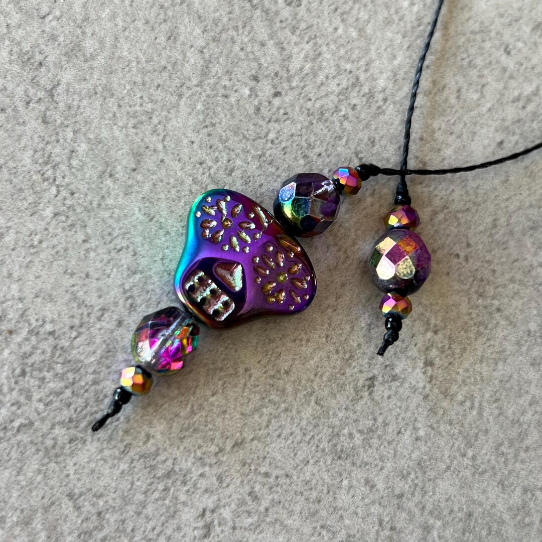Beaded String Bookmark - Thong Bookmark - Sugar Skull Bookmark - Black ...