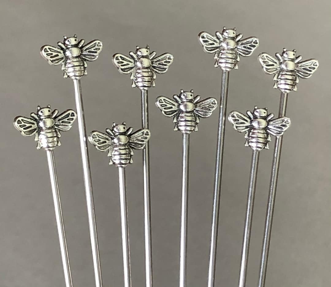 Cocktail Picks Food Picks Garnish Picks Honey Bee Antiqued Silver