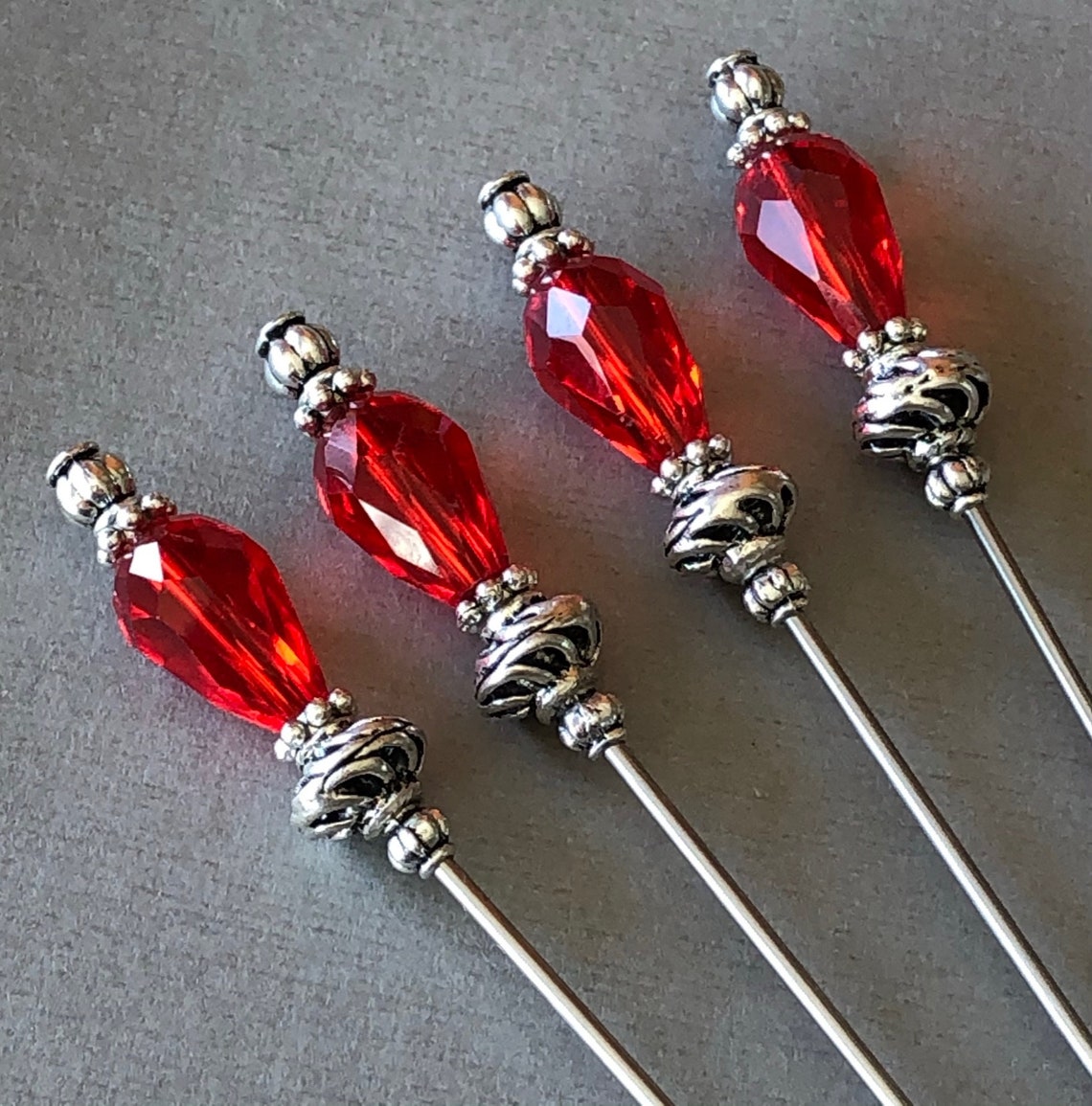 Cocktail picks food picks faceted cherry red teardrop Etsy