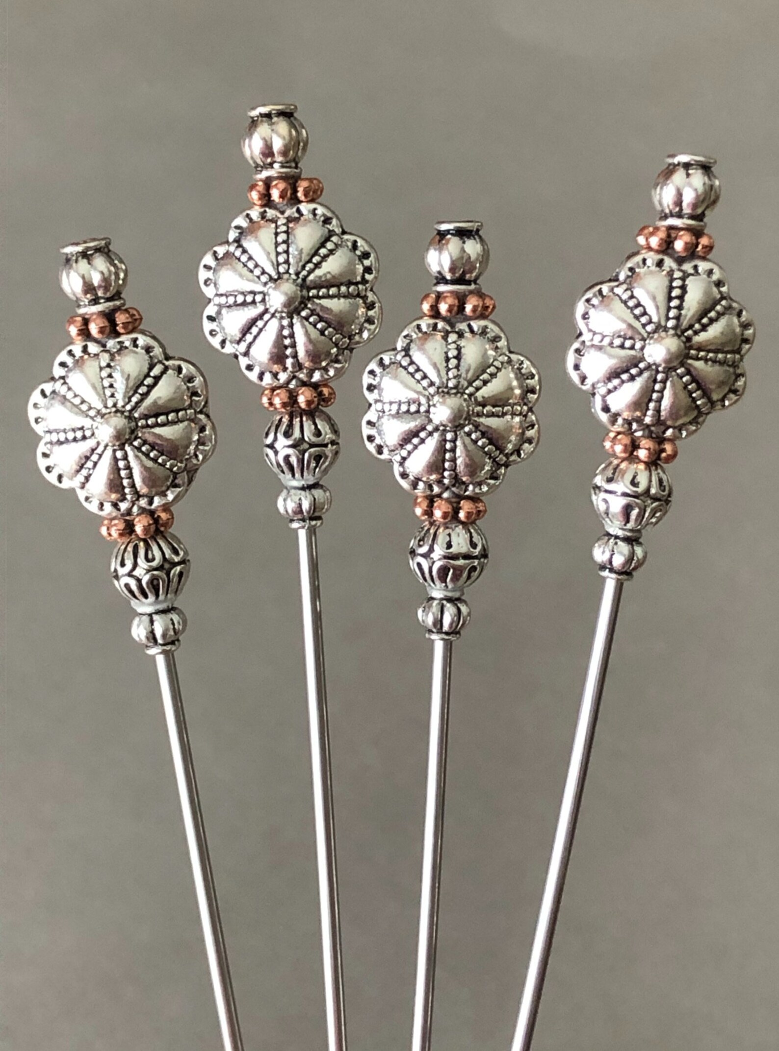 Cocktail Picks Food Picks Antiqued Silver Plated Metal Etsy UK