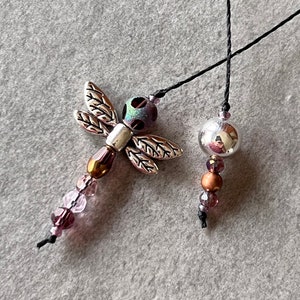 Beaded String Bookmark Thong Bookmark Purple Amethyst Dragonfly Glass W ...