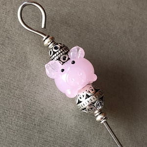 cake tester cookie scribe pink pig glass figure with silver plated metal accents food grade stainless steel with magnetic hook image 4