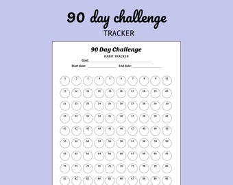 90 day challenge tracker template - printable/ digital download/ ipad