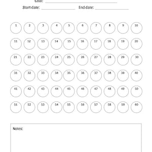 60 Day Challenge Tracker Template - Printable/ Digital Download/ iPad ...