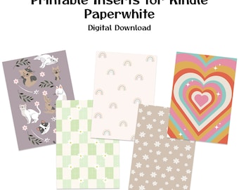 5 druckbare Einsätze für Kindle-Hülle | Kindle Paperwhite 10th Gen Signature | DIGITALER DOWNLOAD