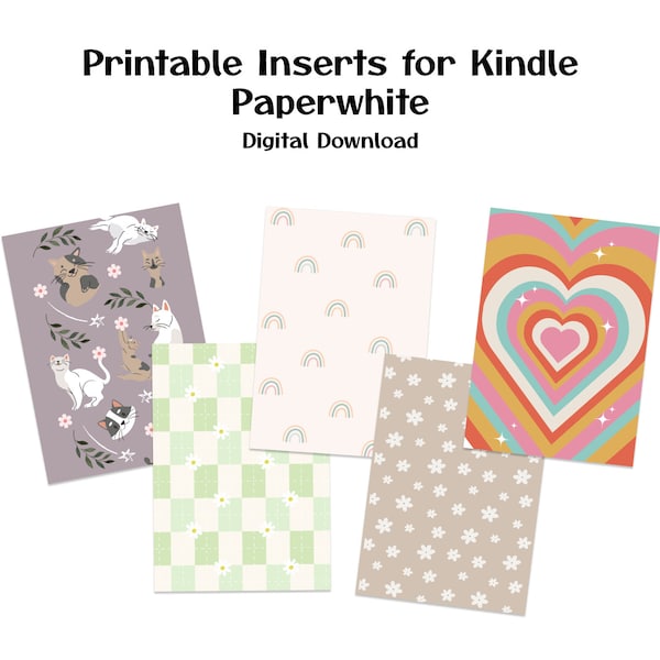 5 Printable Kindle Case Inserts | Kindle Paperwhite 10th Gen Signature | DIGITAL DOWNLOAD