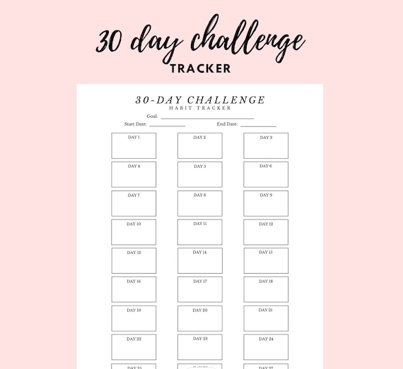 30 Day Challenge Tracker Template Printable/ Digital Etsy 30 Day Challenge Tracker Template Printable/ Digital Etsy
