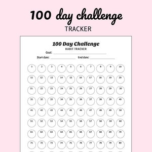 100 Tage Challenge Tracker Vorlage - printable/ digitaler Download/ Ipad