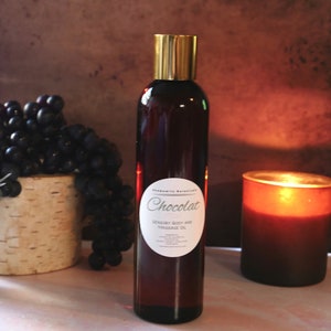 Chocolate Body Oil |  Massage Oil Infused - Real Cocoa + Vanilla | Sensual Massage Oil | Romantic Gift for Her