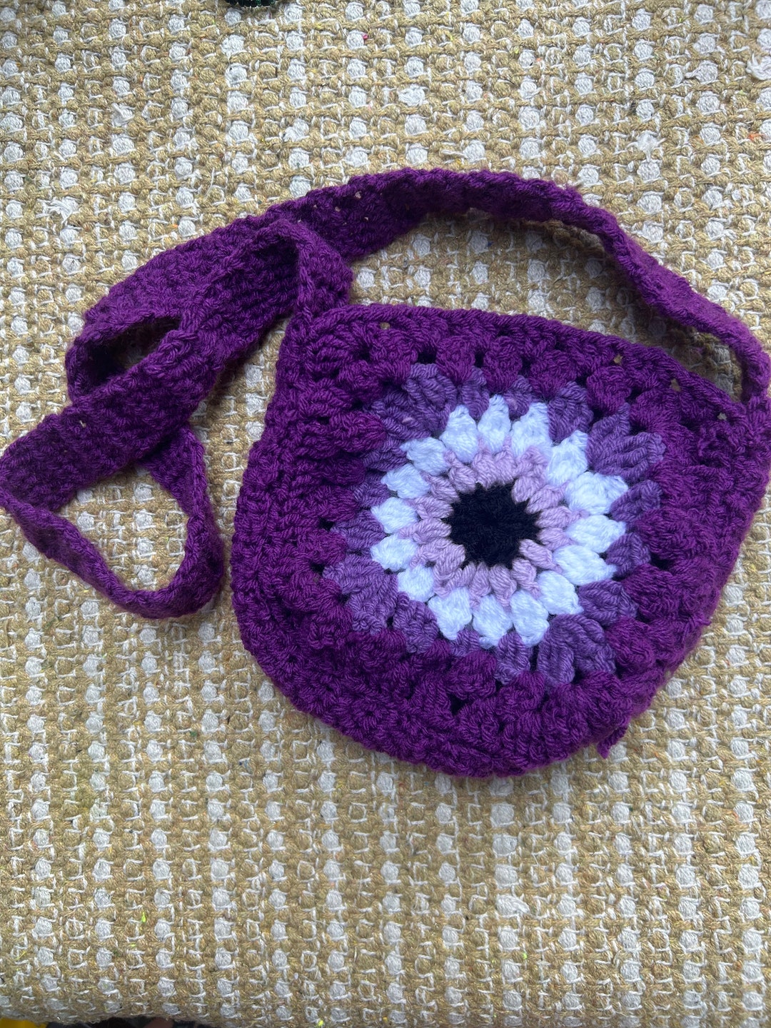 Over the Shoulder Crochet Bag, Granny Square Eyeball, Long Fairy Core