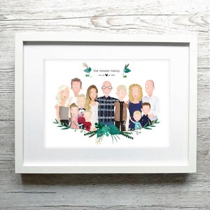 Custom Family Portrait, Personalised Watercolour Gift for Parents & Grandparents