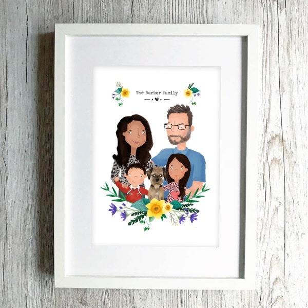 Personalised Family Portrait, Custom family portrait, Custom couple illustration, personalised portrait, family illustration, Wedding gift