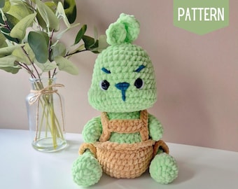 Amigurumi Baby Grumps Mönster, Plyschmönster, Baby Grumps leksak, Virkad jul, Julmönster, Virkad jul Grön baby