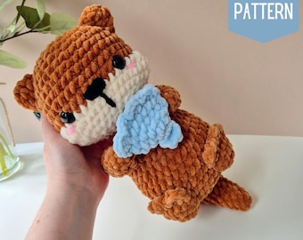 Patroon amigurumiotter, pluche patroon, pdf-patroon, gevuld speelgoed otter, schattige otter, maak je eigen otter, Engels patroon, otter, pluche otter