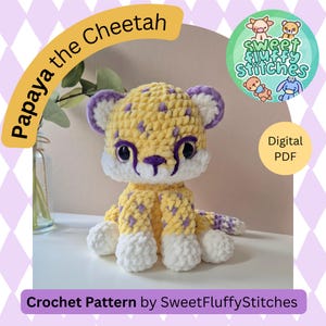 Amigurumi Cheetah Patroon, Gehaakte Cheetah, PDF-patroon, Cheetah Pluche Patroon, Grote Kat Gehaakt, Patroon in het Engels, Cheetah, Cheetah Pluche