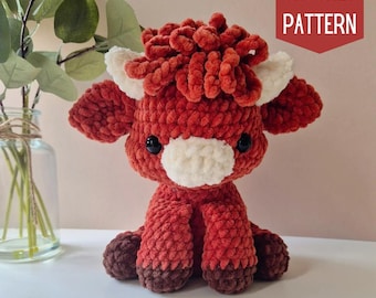Patroon amigurumi hooglandkoe, pluche patroon, gevulde hooglandkoe speelgoed, hooglandkoe, gehaakte hooglandkoe, hooglandkoe pluche, hooglandkoe