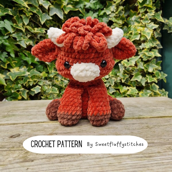 Amigurumi Highland Cow Pattern, plush pattern, Stuffed highland cow toy, Highland cow, Crochet highland cow, Highland cow Plush, Highlandcow