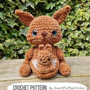 Amigurumi Kangaroo Pattern, Plush Kangaroo and baby pattern, Crochet Kangaroo, Kangaroo and baby pattern, Crochet Kangaroo and baby, PDF