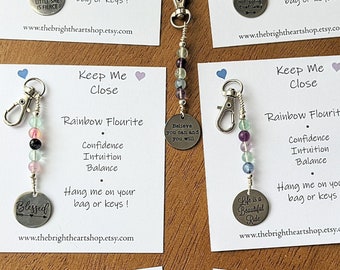 Crystal Bag Charm, Breathe Keyring crystal gifts, yoga gift