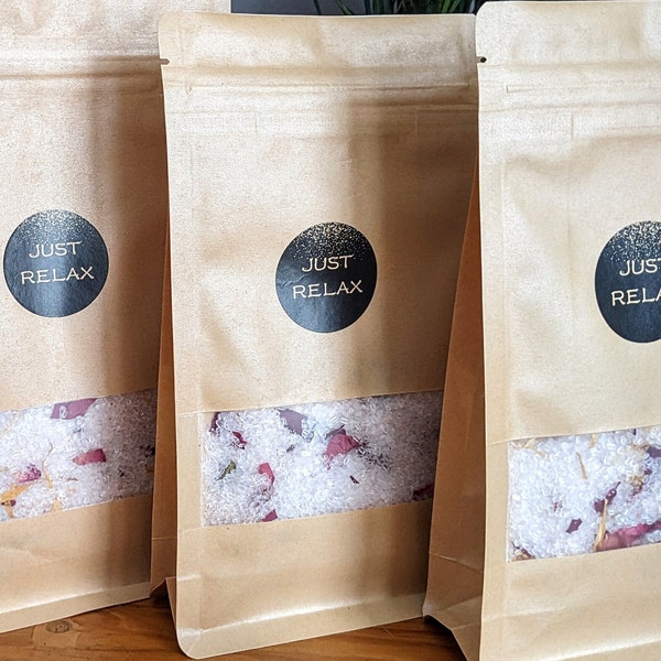 Sels de bain à la rose et à la lavande, aromathérapie, végétalien