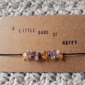 Amethyst / Citrine Crystal Bracelet / Anklet / Necklace, Adjustable .Happiness Protection Healing Calm, anti anxiety Birthday