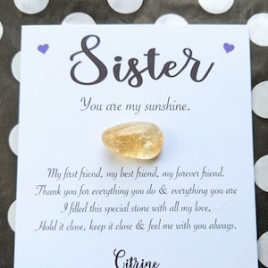 Regalo per sorelle. Abbraccio tascabile per sorelle, Abbraccio tascabile in citrino, Sei il mio sole, migliore sorella 'personalizzato