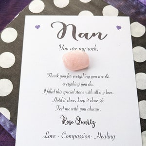 Nan ' Rose Quartz, Pocket Hug , crystal . Nan you are my rock.special nan